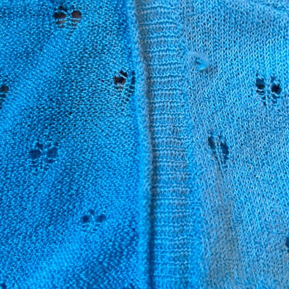 Vintage Lauren Michelle Open Front Eyelet Embroidered Mesh Cardigan - Picture 3 of 7